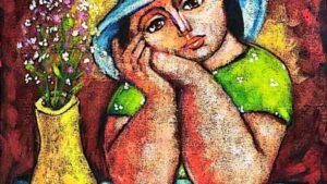 Mujer Ensoñación, Valcárcel Strong, Acrílico sobre yute