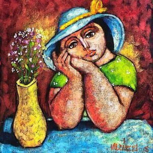 Mujer Ensoñación, Valcárcel Strong, Acrílico sobre yute