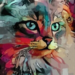 Gato en acrílico sobre lienzo, decorativo