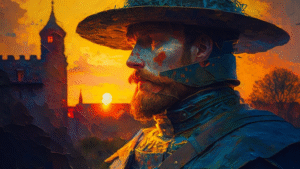 Atardecer, Montoya JV, acrílico sobre lienzo, 70x70 cm, con certificado