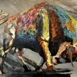 Toro de Lidia 2, Montoya JV, Acrílico sobre lienzo.