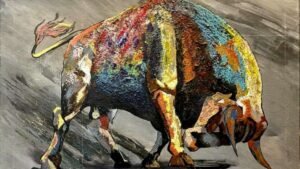 Toro de Lidia 2, Montoya JV, Acrílico sobre lienzo.