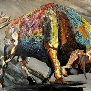Toro de Lidia 2, Montoya JV, Acrílico sobre lienzo.