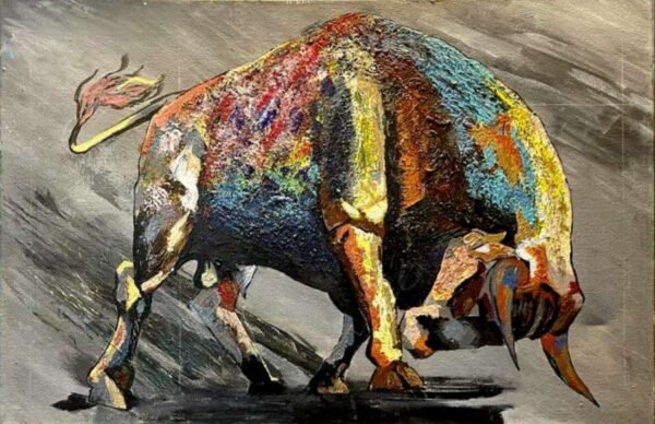 Toro de Lidia 2, Montoya JV, Acrílico sobre lienzo.