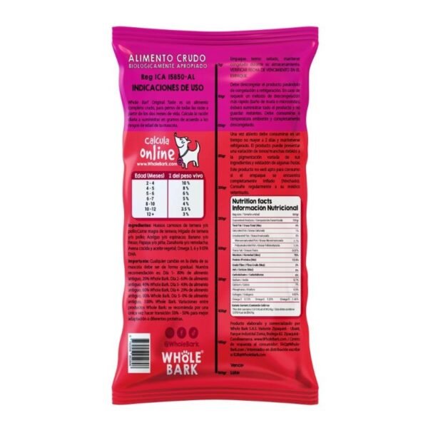 Comida humeda para perros, Whole Barf Original Taste, 500 grs