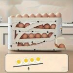 Soporte para huevos con ruedas de 4 niveles, diseño lateral que ahorra espacio, capacidad para 30 huevos, acabado brillante suave, asa práctica, adecuado para almacenamiento en cocina o frigorífico, accesorio de cocina moderno, plástico duradero - Image 8
