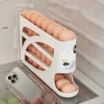 Soporte para huevos con ruedas de 4 niveles, diseño lateral que ahorra espacio, capacidad para 30 huevos, acabado brillante suave, asa práctica, adecuado para almacenamiento en cocina o frigorífico, accesorio de cocina moderno, plástico duradero - Image 11