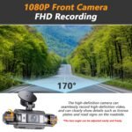 Cámara de tablero para coche de 4 canales 1080P delantera, 720P izquierda/derecha/trasera - Pantalla LED, control por botón pulsador, batería de litio recargable, monitor de aparcamiento 24/7, cámara de visión trasera, monitor de cámara de visión trasera | Accesorios modernos para coche | Cámara con - Image 5