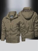 Chaqueta delgada con capucha para hombre, esta chaqueta con capucha está diseñada para primavera y otoño. El material delgado es ideal para el clima de transición no muy frío ni muy caliente. No tiene un tacto restringido y voluminoso, ya sea para ir al trabajo en la ciudad o para hacer senderismo en las afueras. - Image 3