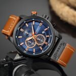 Reloj Deportivo Cronógrafo para Hombre, Reloj de Pulsera de Cuarzo Impermeable con Esfera Luminosa, Correa de Cuero Reloj de Negocios Casual, Reloj Multifunción Duradero para Uso Diario Running Gimnasio Oficina Regalo - Image 13