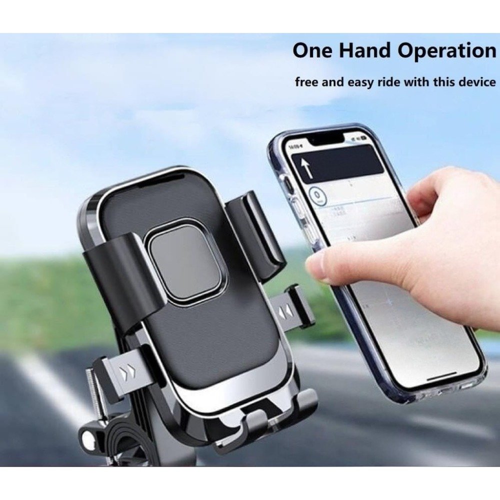 237d11899fab4c289bd161cc52d41b29-goods.jpeg Soporte para teléfono para manillar de bicicleta y motocicleta, abrazadera para teléfono con soporte giratorio, compatible con smartphones de 4.7 a 7.2 pulgadas - Image 1