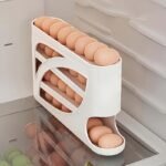Soporte para huevos con ruedas de 4 niveles, diseño lateral que ahorra espacio, capacidad para 30 huevos, acabado brillante suave, asa práctica, adecuado para almacenamiento en cocina o frigorífico, accesorio de cocina moderno, plástico duradero - Image 6