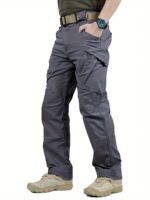 Pantalones cargo tácticos ligeros para hombre con múltiples bolsillos - Poliéster transpirable, aptos para senderismo, entrenamiento y pesca al aire libre, pantalones de exterior | Estilo deportivo | Tejido duradero, equipo de acampada, lavables a máquina, diseño de color liso, sin cinturón - Image 6