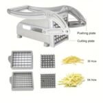 Cortador de Papas Fritas, Rebanador de Patatas, Picador de Verduras de Acero Inoxidable de Grado Alimenticio, Prensa para Papas Fritas con Base Antideslizante, 2 Cuchillas de Repuesto de Alta Resistencia y Pelador de Verduras - Image 5