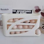 Soporte para huevos con ruedas de 4 niveles, diseño lateral que ahorra espacio, capacidad para 30 huevos, acabado brillante suave, asa práctica, adecuado para almacenamiento en cocina o frigorífico, accesorio de cocina moderno, plástico duradero - Image 9