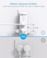 Surge Protector Outlet Extender - with Rotating Plug, 6 AC Multi Plug Outlet with 4 USB Ports (2 USB C), 1800J Wall Charger, 3-Sided Power Strip with Spaced Outlet Splitter for Home, Office, Travel : Tools & Home Improvement - Image 2