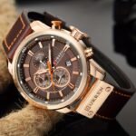 Reloj Deportivo Cronógrafo para Hombre, Reloj de Pulsera de Cuarzo Impermeable con Esfera Luminosa, Correa de Cuero Reloj de Negocios Casual, Reloj Multifunción Duradero para Uso Diario Running Gimnasio Oficina Regalo
