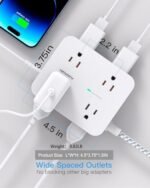 Surge Protector Power Strip - HANYCONY 8 Outlets 4 USB (2 USB C) Charging Ports, Multi Plug Outlet Extender, 5Ft Braided Extension Cord, Flat Plug Wall Mount Desk Charging Station for Home Office ETL : Electronics - Image 4