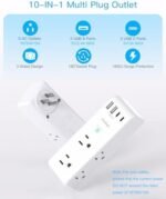 Surge Protector Outlet Extender - with Rotating Plug, 6 AC Multi Plug Outlet with 4 USB Ports (2 USB C), 1800J Wall Charger, 3-Sided Power Strip with Spaced Outlet Splitter for Home, Office, Travel : Tools & Home Improvement - Image 4