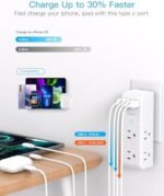 Surge Protector Outlet Extender - with Rotating Plug, 6 AC Multi Plug Outlet with 4 USB Ports (2 USB C), 1800J Wall Charger, 3-Sided Power Strip with Spaced Outlet Splitter for Home, Office, Travel : Tools & Home Improvement - Image 5