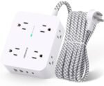 Surge Protector Power Strip - HANYCONY 8 Outlets 4 USB (2 USB C) Charging Ports, Multi Plug Outlet Extender, 5Ft Braided Extension Cord, Flat Plug Wall Mount Desk Charging Station for Home Office ETL : Electronics