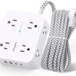 Surge Protector Power Strip - HANYCONY 8 Outlets 4 USB (2 USB C) Charging Ports, Multi Plug Outlet Extender, 5Ft Braided Extension Cord, Flat Plug Wall Mount Desk Charging Station for Home Office ETL : Electronics