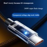 Cable de Carga Rápida de 240W USB a Tipo C, Cable de Datos Súper Rápido, Adecuado para Samsung, Xiaomi, Huawei, Honor, Cable de Datos USB C con Luz LED, Cable de Datos de Carga Rápida para Notebook - Image 6