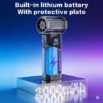 Soplador de aire eléctrico de 110,000 RPM con pantalla LED inteligente, soplador de motor sin escobillas de 160 g de presión de viento potente, boquilla 5 en 1 y luz LED, limpiador de mano portátil para teclado de PC y electrónica de oficina, ventilador turbo de motor sin escobillas con pantalla LED - Image 2