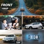 Cámara de tablero para coche de 4 canales 1080P delantera, 720P izquierda/derecha/trasera - Pantalla LED, control por botón pulsador, batería de litio recargable, monitor de aparcamiento 24/7, cámara de visión trasera, monitor de cámara de visión trasera | Accesorios modernos para coche | Cámara con - Image 7