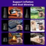 Soplador de aire eléctrico de 110,000 RPM con pantalla LED inteligente, soplador de motor sin escobillas de 160 g de presión de viento potente, boquilla 5 en 1 y luz LED, limpiador de mano portátil para teclado de PC y electrónica de oficina, ventilador turbo de motor sin escobillas con pantalla LED - Image 4