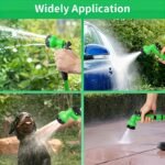 Manguera de agua telescópica para jardín - Pistola de pulverización, diseño para las cuatro estaciones, multifuncional para lavado de coches, baño de mascotas, jardinería y limpieza exterior, estructura duradera y resistente, mango ergonómico, adecuada para propietarios de coches - Image 8