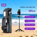 Q31 Estabilizador Palo Selfie Anti-Vibración Retráctil Trípode de Disparo de Teléfono Gimbal de Un Solo Eje Estabilizador de Teléfono - Image 2