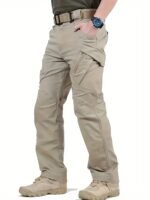 Pantalones cargo tácticos ligeros para hombre con múltiples bolsillos - Poliéster transpirable, aptos para senderismo, entrenamiento y pesca al aire libre, pantalones de exterior | Estilo deportivo | Tejido duradero, equipo de acampada, lavables a máquina, diseño de color liso, sin cinturón - Image 5