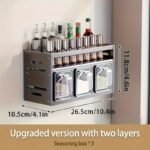 Contenedores de Especias de 3/4/5 Niveles para la Cocina, Estante de Especias, Organizador de Gabinete, Estante Grande para Especias, Organización de Cocina, Material de Aluminio Resistente al Óxido, Gran Capacidad, Estante de Especias Deslizante, Esencial para el Almacenamiento de Cocina, No Requiere Perforación - Image 9