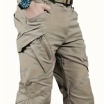 Pantalones cargo tácticos ligeros para hombre con múltiples bolsillos - Poliéster transpirable, aptos para senderismo, entrenamiento y pesca al aire libre, pantalones de exterior | Estilo deportivo | Tejido duradero, equipo de acampada, lavables a máquina, diseño de color liso, sin cinturón