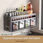 Contenedores de Especias de 3/4/5 Niveles para la Cocina, Estante de Especias, Organizador de Gabinete, Estante Grande para Especias, Organización de Cocina, Material de Aluminio Resistente al Óxido, Gran Capacidad, Estante de Especias Deslizante, Esencial para el Almacenamiento de Cocina, No Requiere Perforación - Image 3