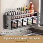Contenedores de Especias de 3/4/5 Niveles para la Cocina, Estante de Especias, Organizador de Gabinete, Estante Grande para Especias, Organización de Cocina, Material de Aluminio Resistente al Óxido, Gran Capacidad, Estante de Especias Deslizante, Esencial para el Almacenamiento de Cocina, No Requiere Perforación - Image 10