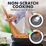 Juego de 5 piezas de espátula para sartén y cucharón de sopa de madera natural antiadherente con gancho gratis - Juego de utensilios de cocina resistentes a altas temperaturas para uso doméstico - Adecuado para cocinar y servir, una opción ideal para el Día de la Madre, Acción de Gracias, Halloween - Image 3