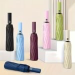 Paraguas Auto Plegable Doble Varilla Resistente al Viento Compacto Duradero Viaje Accesorio de Desplazamiento Tela de Alta Densidad Regalo Portátil para Vacaciones Apertura y Cierre Automático, Fácil para el Desplazamiento Diario Mini Tamaño Compacto, Ligero para Viajar Varillas de Doble Refuerzo - Image 2
