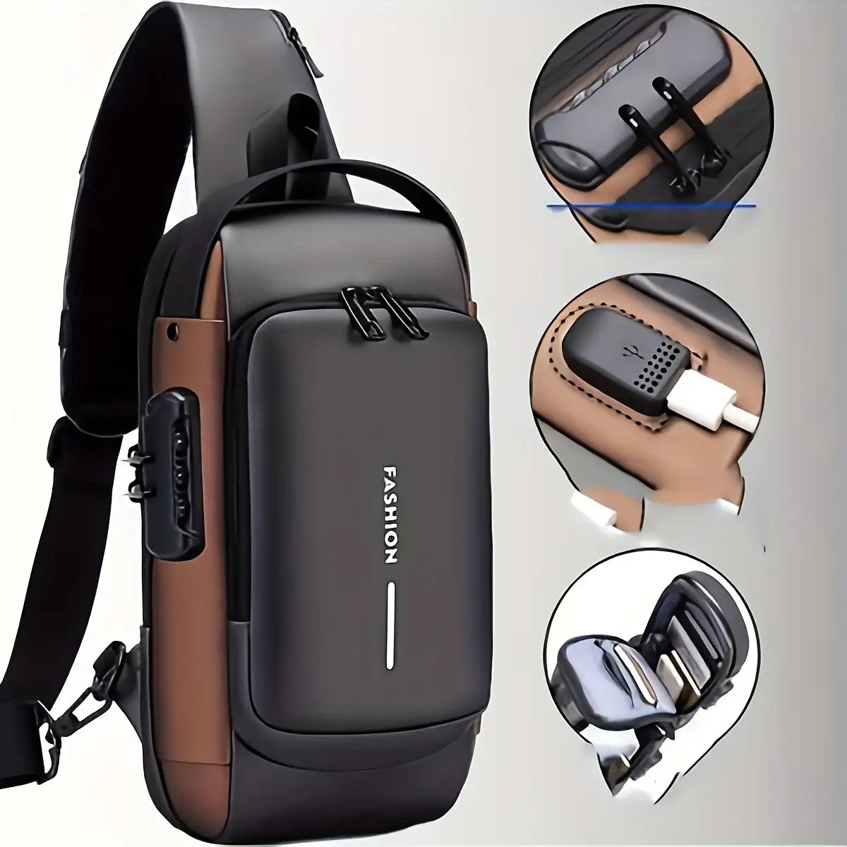 82eac07a872d4948bedd70c6d15e9184-goods.jpeg Mochila Antirrobo para Motocicleta con Candado, Bolso Convertible de Bandolera, Cierre de Cremallera y Compartimento Antirrobo, Correa de Hombro Ajustable - Ideal para Viajes, Desplazamientos y Motociclismo - Opciones de Tamaño Grande/Pequeño - Bolso de Bandolera Seguro para Hombres, Bolso Urbano - Image 1