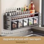 Contenedores de Especias de 3/4/5 Niveles para la Cocina, Estante de Especias, Organizador de Gabinete, Estante Grande para Especias, Organización de Cocina, Material de Aluminio Resistente al Óxido, Gran Capacidad, Estante de Especias Deslizante, Esencial para el Almacenamiento de Cocina, No Requiere Perforación - Image 5