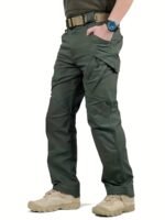 Pantalones cargo tácticos ligeros para hombre con múltiples bolsillos - Poliéster transpirable, aptos para senderismo, entrenamiento y pesca al aire libre, pantalones de exterior | Estilo deportivo | Tejido duradero, equipo de acampada, lavables a máquina, diseño de color liso, sin cinturón - Image 7