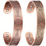 Juego de 2 pulseras de cobre magnéticas ajustables, unisex, con diseño de cierre, regalo de joyería para el Día de San Valentín