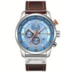 Reloj Deportivo Cronógrafo para Hombre, Reloj de Pulsera de Cuarzo Impermeable con Esfera Luminosa, Correa de Cuero Reloj de Negocios Casual, Reloj Multifunción Duradero para Uso Diario Running Gimnasio Oficina Regalo - Image 8