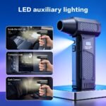 Soplador de aire eléctrico de 110,000 RPM con pantalla LED inteligente, soplador de motor sin escobillas de 160 g de presión de viento potente, boquilla 5 en 1 y luz LED, limpiador de mano portátil para teclado de PC y electrónica de oficina, ventilador turbo de motor sin escobillas con pantalla LED - Image 3