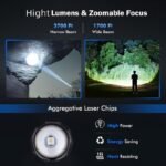 Linterna de carga portátil multifuncional con zoom de alta luminosidad para exteriores, IP44, con caja de alta gama, estroboscopio de luz fuerte y zoom telescópico, linterna magnética, batería de ultra larga duración para exteriores, luz de trabajo COB, luz lateral multifuncional - Image 3