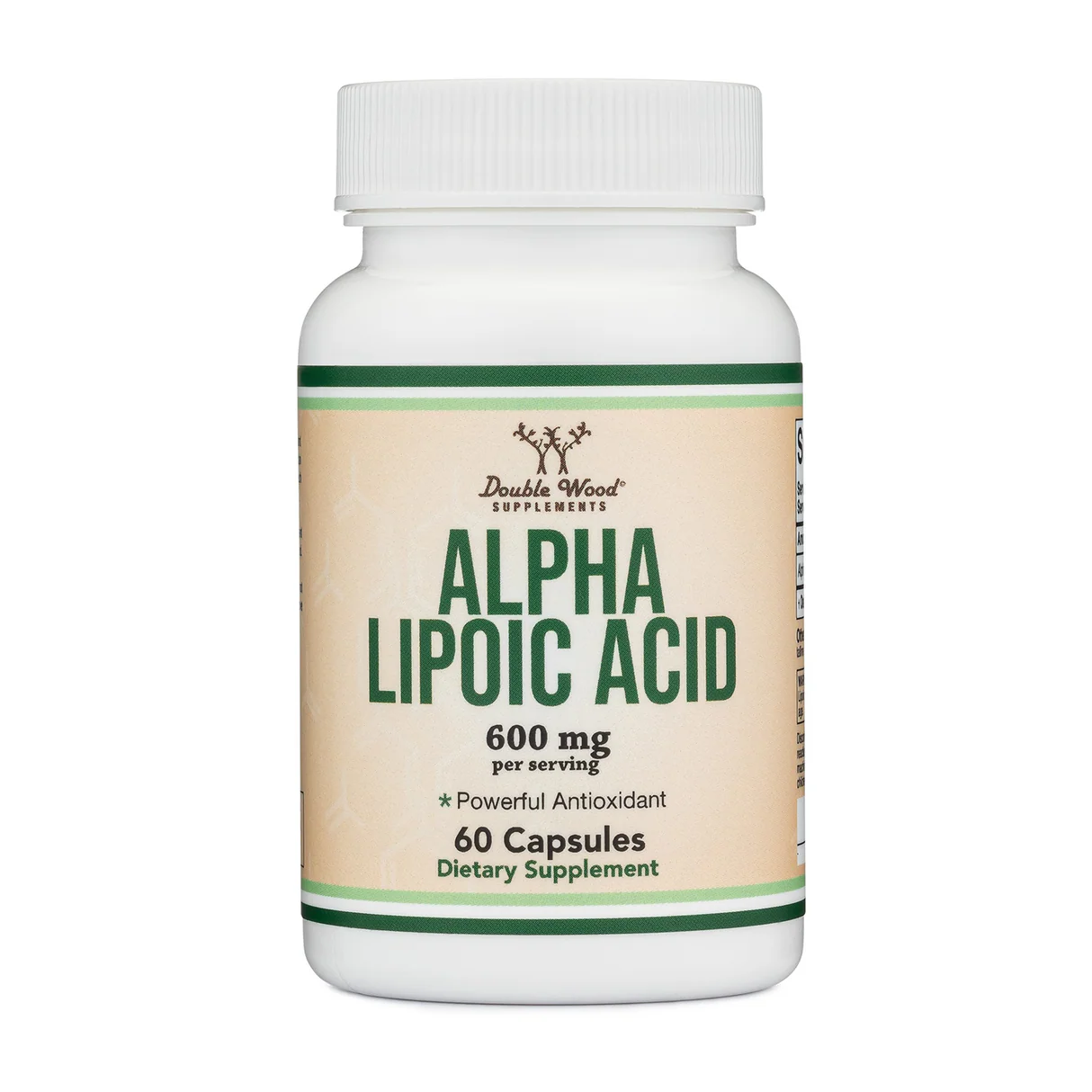 AlphaLipoicAcid_Image_Front-600-MG-60-CAPSULES.webp Alpha Lipoic Acid Supplement, Double Wood, 600 mg, 60 capsules - Image 1