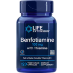 Benfotiamine with Thiamine 100 mg, 120 vegetarian capsules, Healthy glucose metabolism, ultra-bioavailable B1
