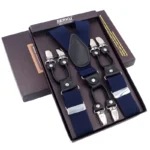 Tirantes de Cuero Negro para Hombre, Estilo Vintage, 6 Clips - Image 5