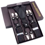 Tirantes de Cuero Negro para Hombre, Estilo Vintage, 6 Clips - Image 3
